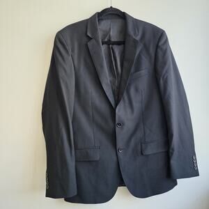 The Blk Tux 40R Suit 34x30 Flat Front Merino Wool Black Two Button Tollegno 1900